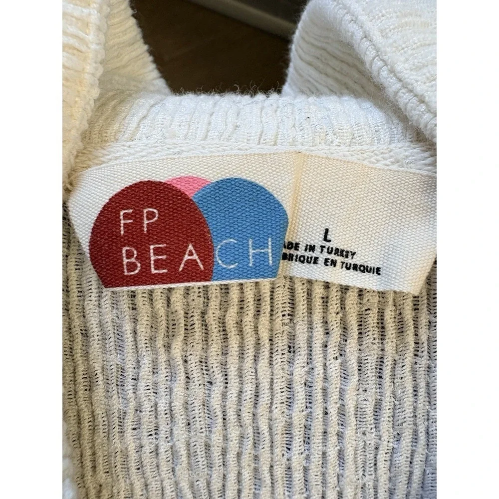 Free People FB Beach Jumpsuit Size Large Ivory Gauzy Side Pockets overized